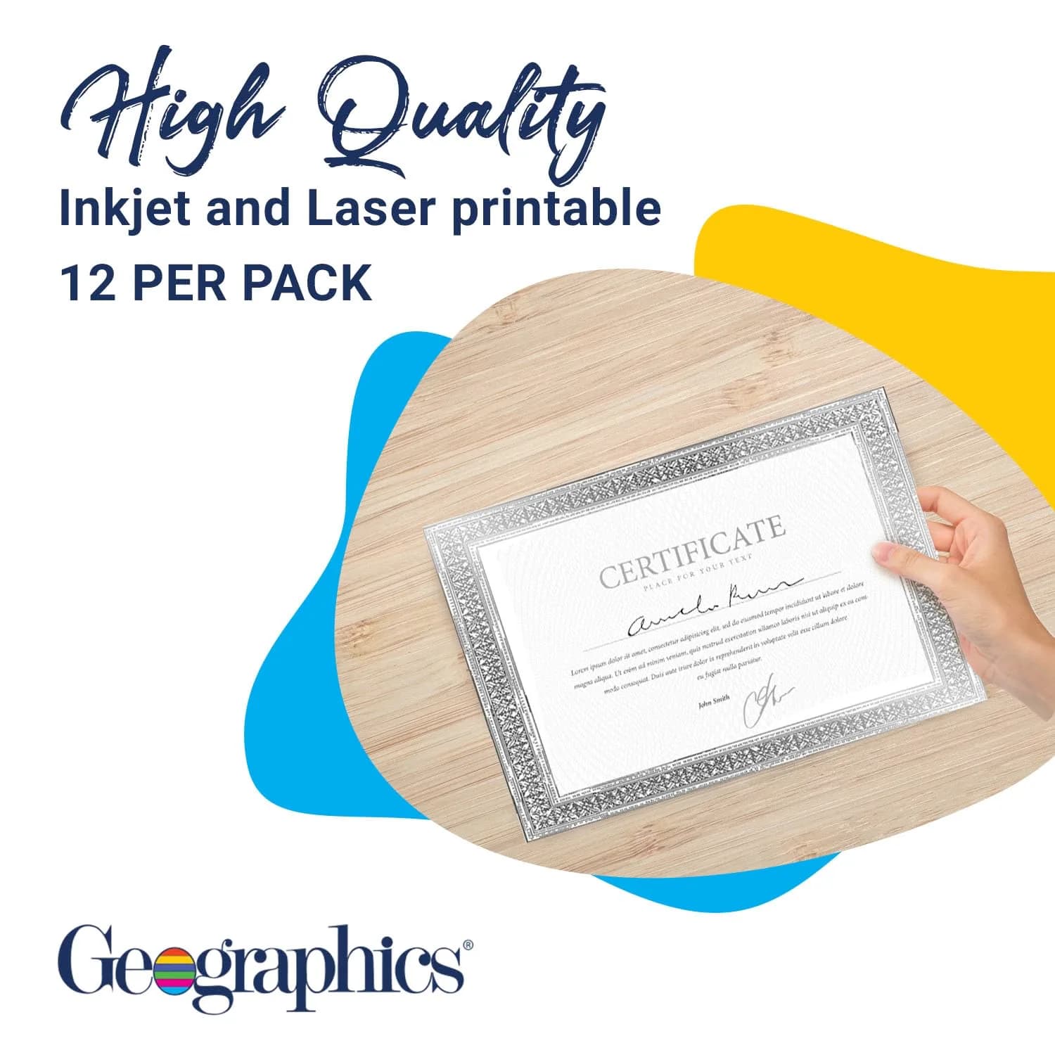 Geographics Award Certificate Paper - Silver Foil Flourish Border 12 Sheets (8.5 x 11 in) - view 3