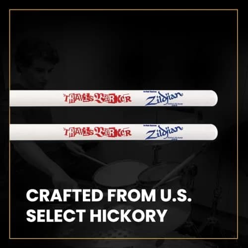 Zildjian Travis Barker Artist Series Drumsticks | Hickory Wood, Round Tip, White Finish thumbnail 7
