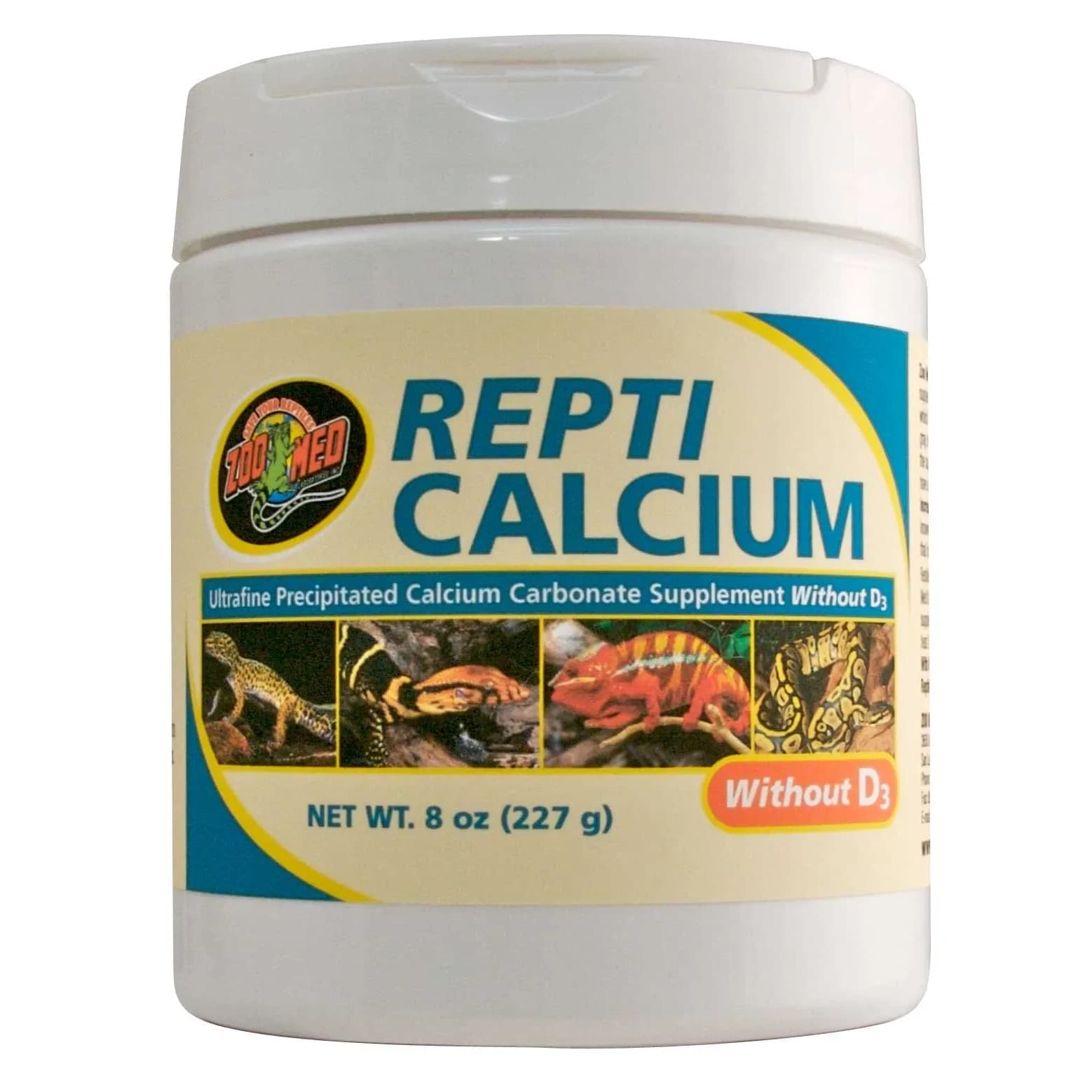 Zoo Med Reptile Calcium without Vitamin D3, 227 g (8 oz) | Highly Bioavailable Source - main product image