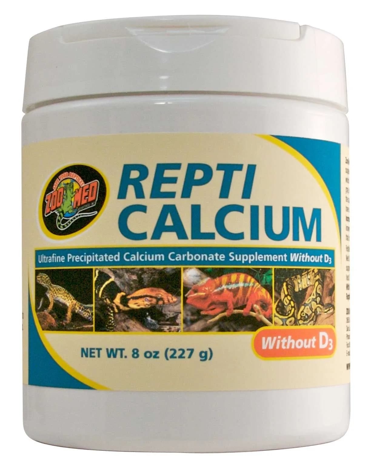 Zoo Med Reptile Calcium without Vitamin D3, 227 g (8 oz) | Highly Bioavailable Source - main product image