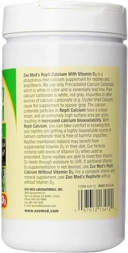 Zoo Med Reptile Calcium with Vitamin D3 Powder 340g (12 oz) | Bio-available Calcium Supplement for Reptiles thumbnail 2