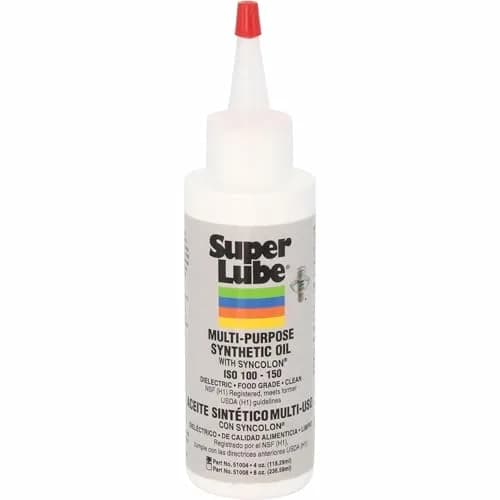 Super Lube 51010 Synthetic Oil with Syncolon (PTFE) 7.4ml (0.25 Fl Oz) | Industrial Grade Lubricant for Metal, Plastic, Rubber — 4 fl oz