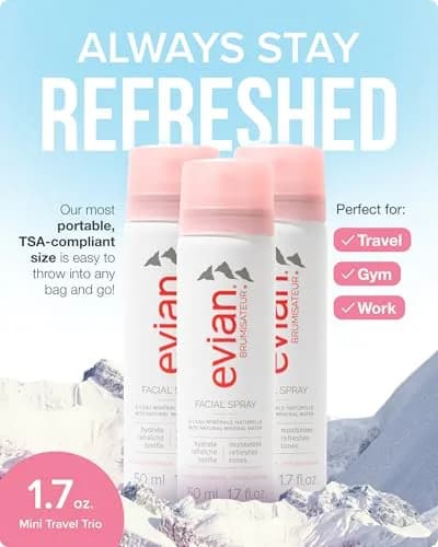BRUMISATEUR Evian Facial Spray Travel Trio 150ml (5.1 Fl Oz) | Hydrating Mineral Water Mist for Face & Skin thumbnail 2
