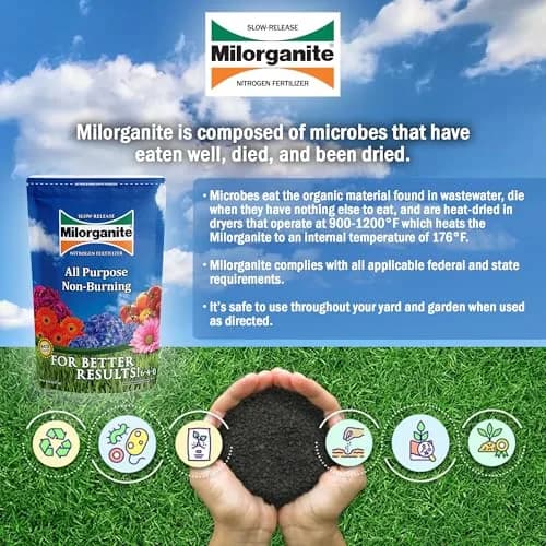 Milorganite All-Purpose Eco-Friendly Slow-Release Nitrogen 6-4-0 Fertilizer, 5 Pound Bag | Organic Lawn & Garden Feed thumbnail 2