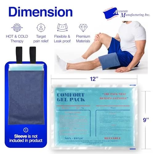 Accurate Manufacturing Blue Gel Pack 9" x 12" | Versatile Hot & Cold Pain Relief (70-120 chars) thumbnail 8