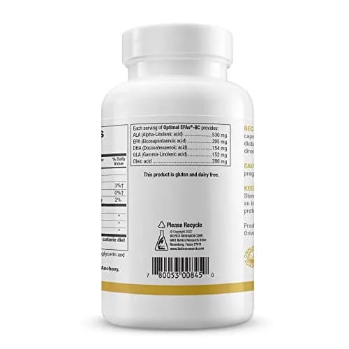 BIOTICS RESEARCH Optimal EFAs-BC, Triple Omega 3 6 9 Fatty Acids 120 Softgels | Heart, Brain & Joint Support thumbnail 4