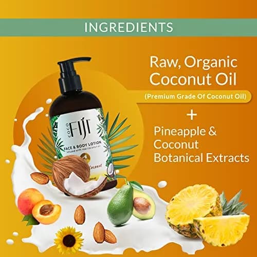 Organic Fiji Coconut Face & Body Lotion 12 oz | Deep Moisturizer for Dry & Sensitive Skin thumbnail 5