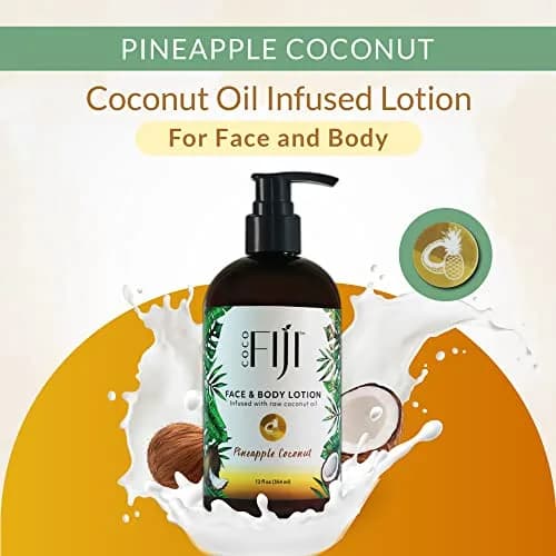 Organic Fiji Coconut Face & Body Lotion 12 oz | Deep Moisturizer for Dry & Sensitive Skin thumbnail 3