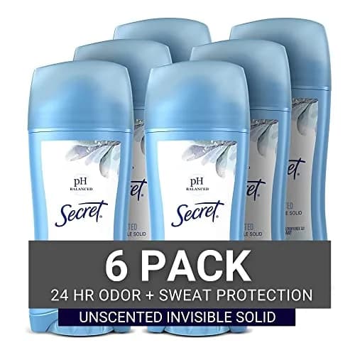 Secret Antiperspirant and Deodorant Women, Unscented, 2.6 Oz (Pack of 6) | 24-Hour Sweat & Odor Protection thumbnail 1