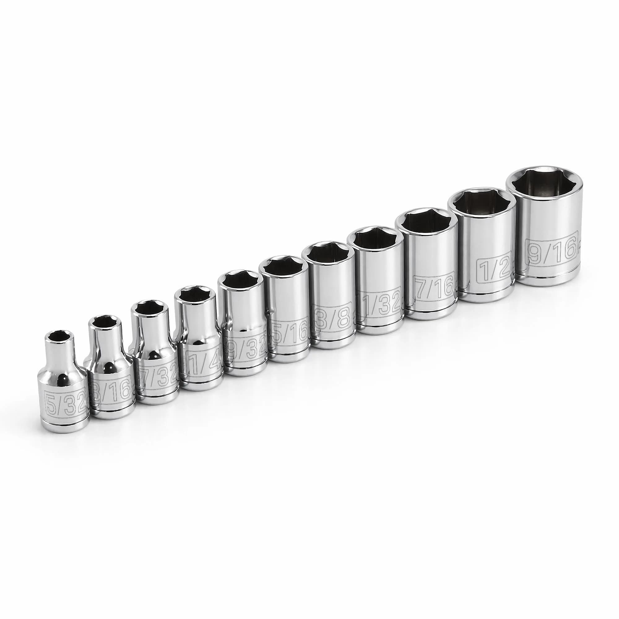 Powerbuilt 11 Piece 1/4-Inch Drive SAE Socket Set 5/32-9/16 Inch | Chrome Vanadium, Long-Lasting (70-120 chars) - main product image