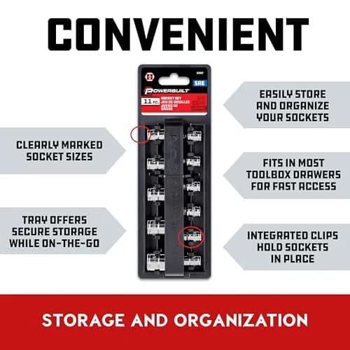 Powerbuilt 11 Piece 1/4-Inch Drive SAE Socket Set 5/32-9/16 Inch | Chrome Vanadium, Long-Lasting (70-120 chars) thumbnail 6