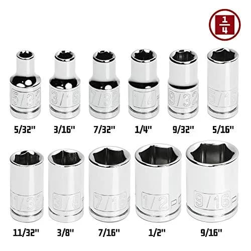 Powerbuilt 11 Piece 1/4-Inch Drive SAE Socket Set 5/32-9/16 Inch | Chrome Vanadium, Long-Lasting (70-120 chars) thumbnail 2