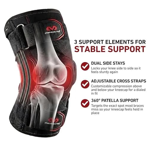 McDavid Knee Brace Support with Side Stays & Cross Straps, Black, 270g (0.6lb) | FDA Approved Orthopedic Brace for Men & Women thumbnail 5