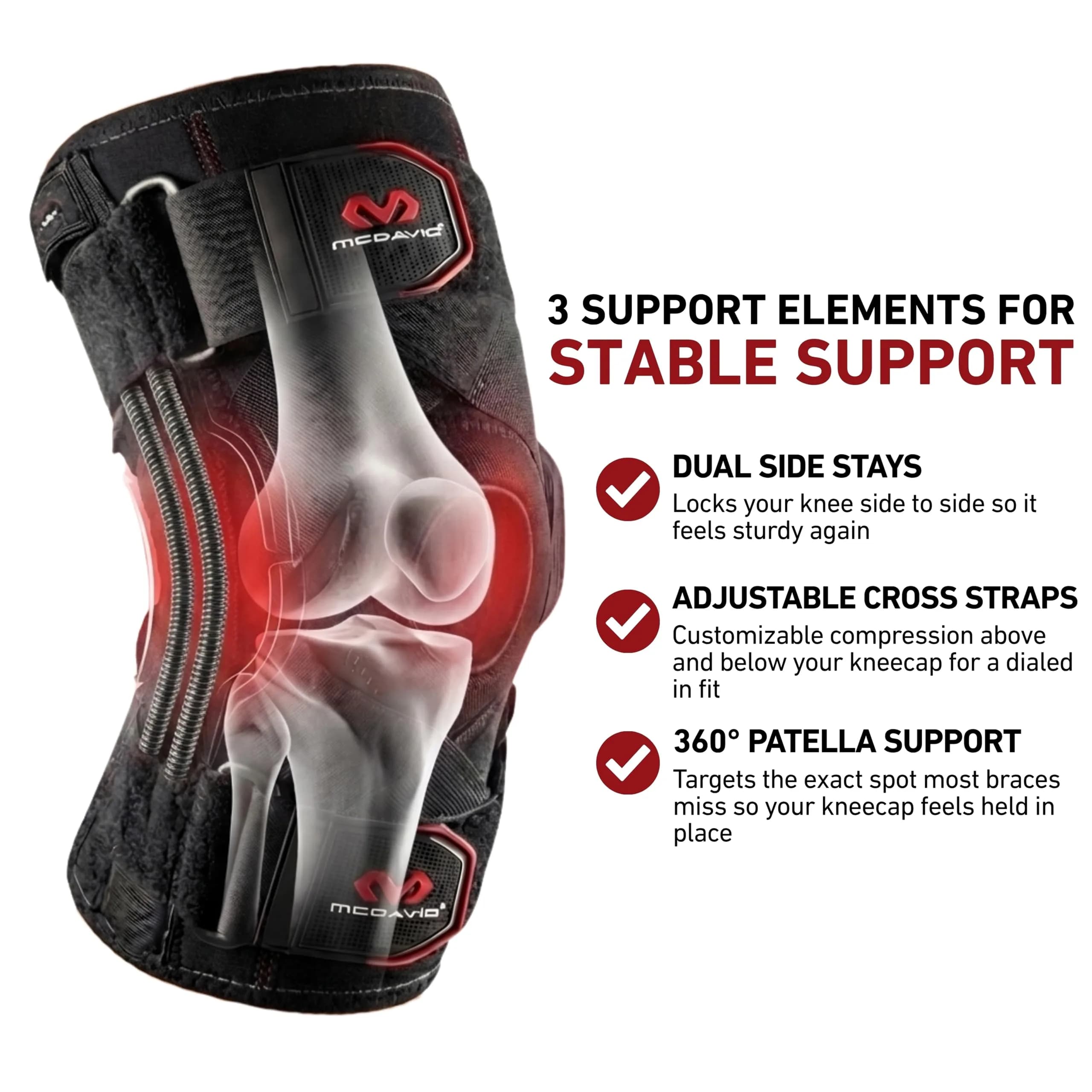 McDavid Knee Brace Support with Side Stays & Cross Straps, Black, 270g (0.6lb) | FDA Approved Orthopedic Brace for Men & Women - view 5