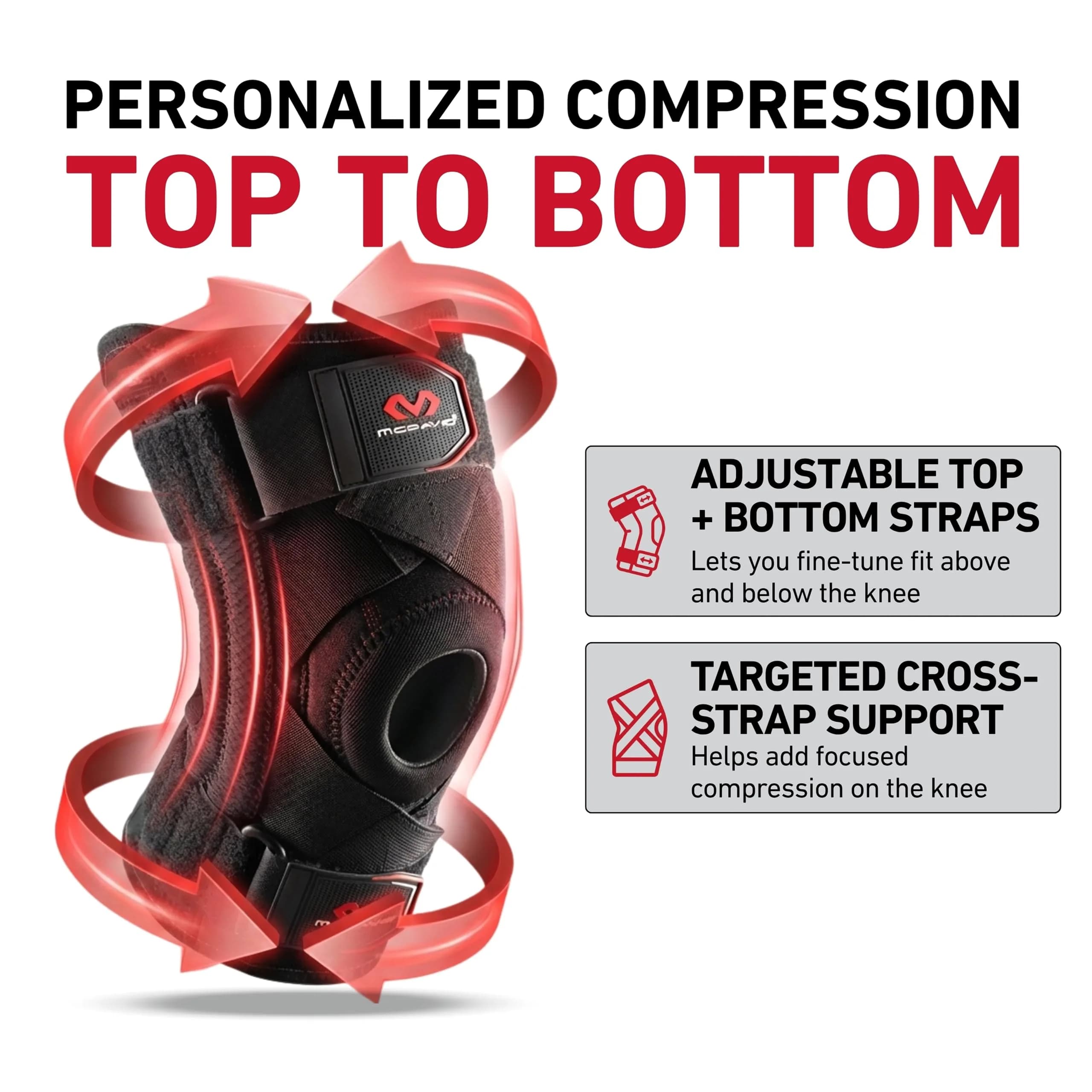 McDavid Knee Brace Support with Side Stays & Cross Straps, Black, 270g (0.6lb) | FDA Approved Orthopedic Brace for Men & Women - view 6
