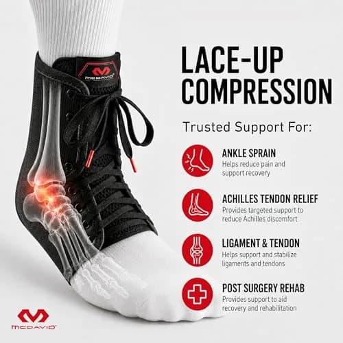 McDavid Adjustable Ankle Brace for Women Men | Support & Recovery, Breathable, Durable, Lace Up, Fits Left or Right thumbnail 2