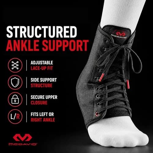 McDavid Adjustable Ankle Brace for Women Men | Sprain Support & Recovery, Lace Up, Black, XL thumbnail 5