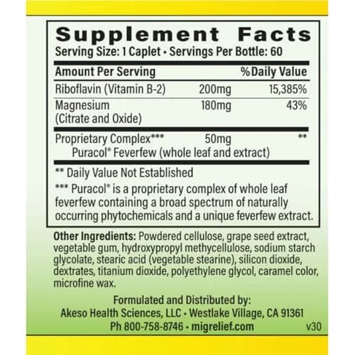 MigreLief Original Triple Therapy with Puracol 60 Caplets | Nutritional Support for Migraine Relief thumbnail 3