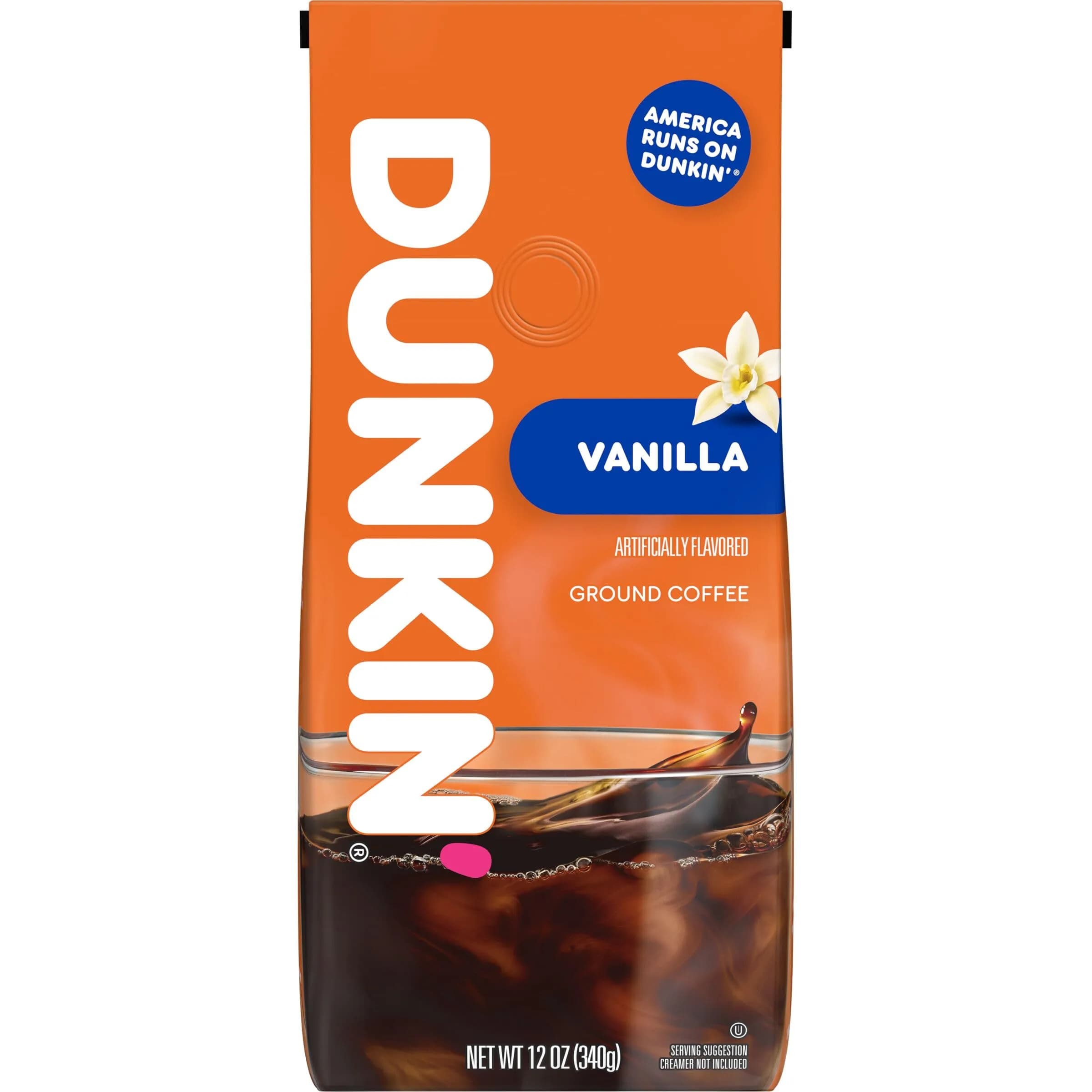 Dunkin' Donuts French Vanilla Ground Coffee 340g (12 Oz) | Medium Roast with Smooth Vanilla Flavor