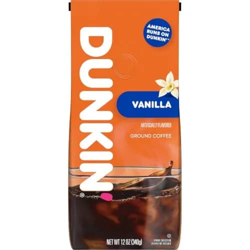 Dunkin' Donuts French Vanilla Ground Coffee 340g (12 Oz) | Medium Roast with Smooth Vanilla Flavor thumbnail 1