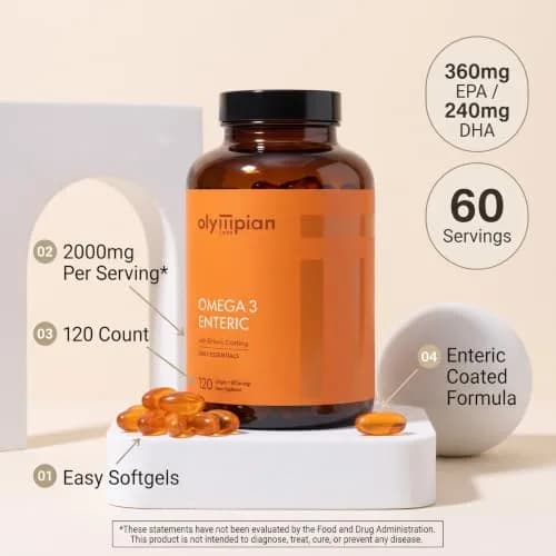 Olympian Labs Enteric Coated Omega 3 Fish Oils 120 Softgels | 2000mg per serving for Heart & Joint Support thumbnail 4