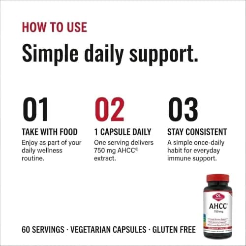 Olympian Labs Premium AHCC Supplement–750mg of AHCC per Capsule–Supports Immune Health, Liver Function, and Natural Killer Cell Activity- 60 Caps thumbnail 4