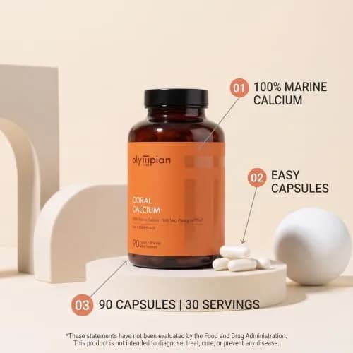 Olympian Labs Coral Calcium 1000mg Capsules Supporting Healthy Bones & pH Balance, 90 Count thumbnail 2