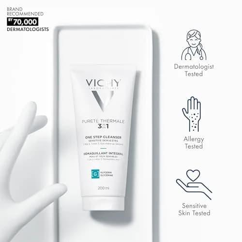 VICHY Pureté Thermale One Step Cleanser for Sensitive Skin 200ml (6.76 Fl Oz) | Gentle 3-in-1 Face Wash & Makeup Remover thumbnail 2