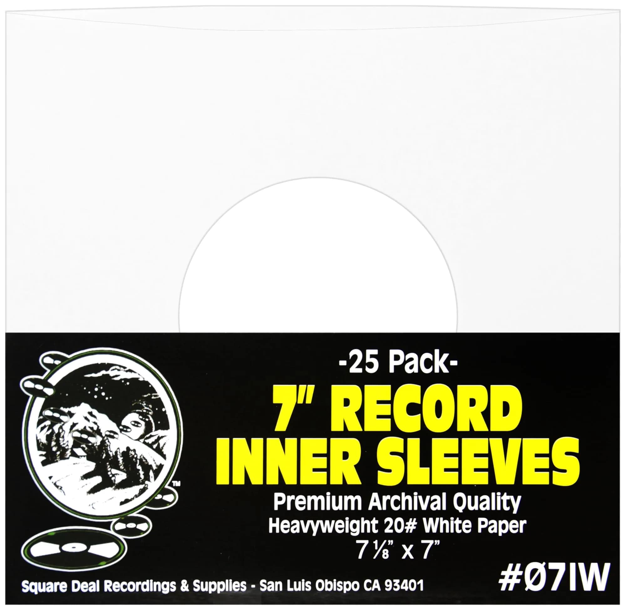 Square Deal Recordings & Supplies 7 Inch Vinyl Record Sleeves Heavyweight Acid-Free Paper | Archival Quality — White