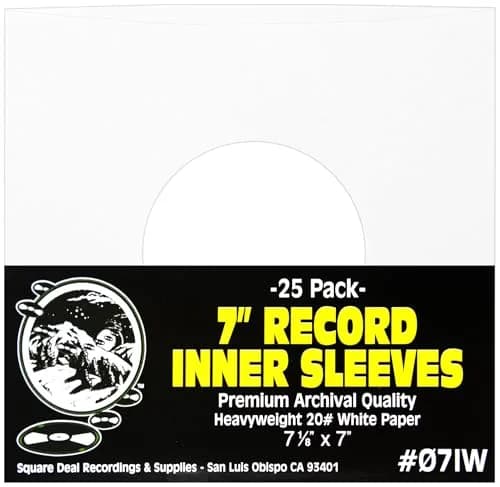 Square Deal Recordings & Supplies 7 Inch Vinyl Record Sleeves Heavyweight Acid-Free Paper | Archival Quality thumbnail 1