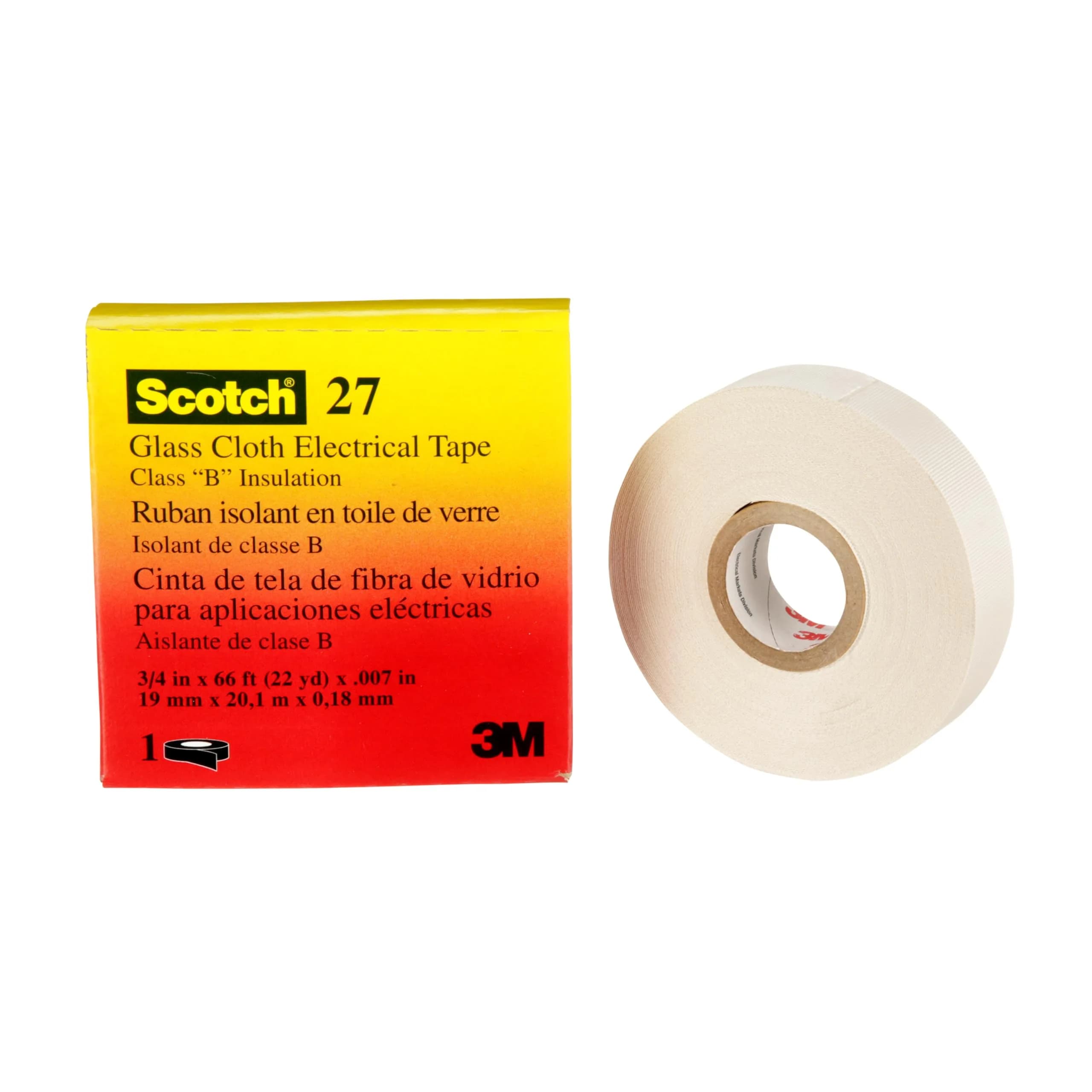 3M Glass Cloth Electrical Tape 27, 3/4 in x 66 ft | High-Temperature Insulation Tape