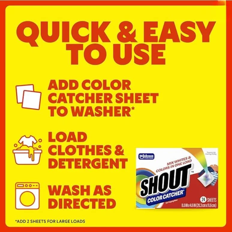 Shout Color Catcher Dye-Trapping Sheets 24 Count | Prevents Color Bleeding & Fading thumbnail 4