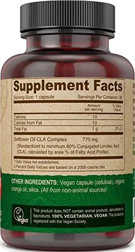 DEVA Vegan Vitamins Conjugated Linoleic Acid (CLA) 90 Capsules | Non-GMO Safflower Oil thumbnail 4