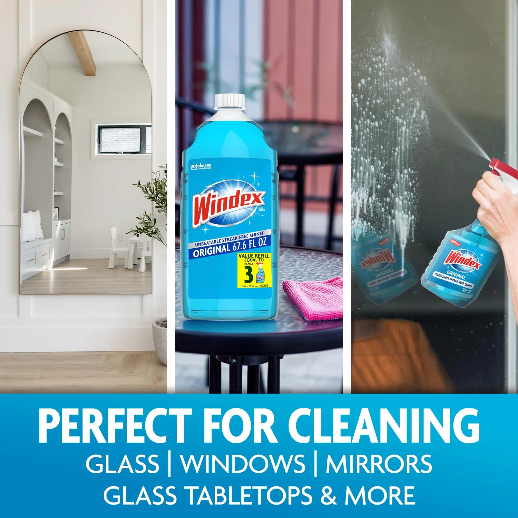 Windex Original Blue Glass and Window Cleaner Refill 2L (67.6 Fl Oz) | Streak-Free Shine for All Glass Surfaces - view 4