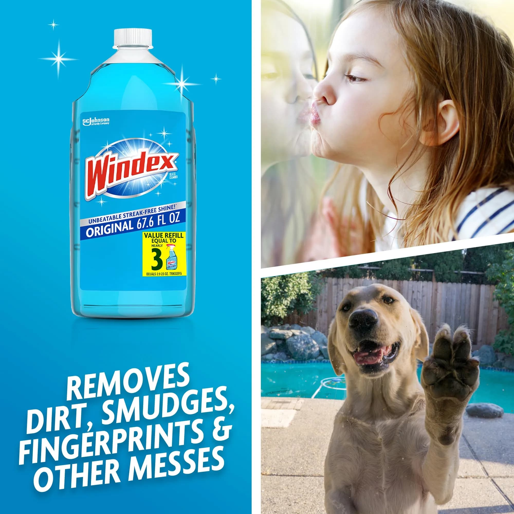 Windex Original Blue Glass and Window Cleaner Refill 2L (67.6 Fl Oz) | Streak-Free Shine for All Glass Surfaces - view 5