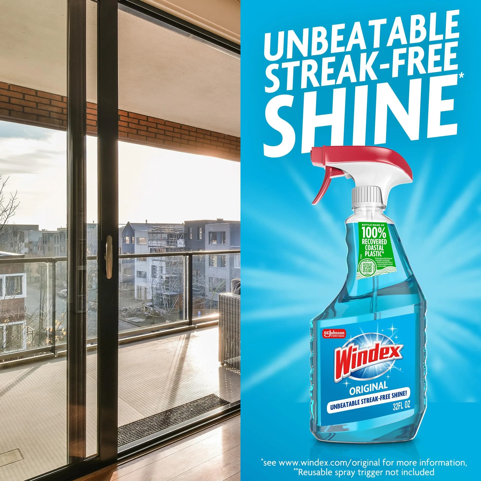 Windex Original Blue Glass and Window Cleaner Refill 2L (67.6 Fl Oz) | Streak-Free Shine for All Glass Surfaces - view 7