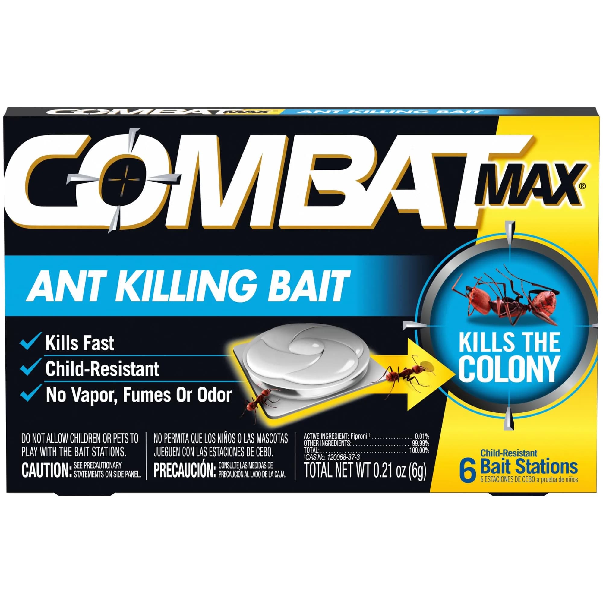 Combat Max Ant Killing Bait Stations, 6 Count | Targets Queen, Larvae & Entire Colony - main product image