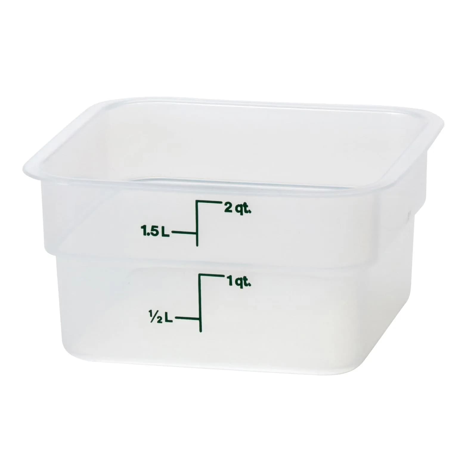 Cambro Classic Series Square Food Storage Container 1.9L (2 QT) | Airtight Polypropylene for Kitchen Pantry — Clear