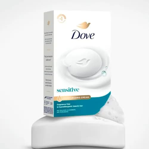 Dove Sensitive Skin Beauty Bar Soap 204g (7.5 Oz) | Hypoallergenic & Fragrance-Free Cleanser thumbnail 6