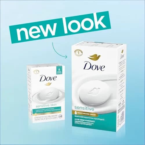 Dove Sensitive Skin Beauty Bar Soap 204g (7.5 Oz) | Hypoallergenic & Fragrance-Free Cleanser thumbnail 2