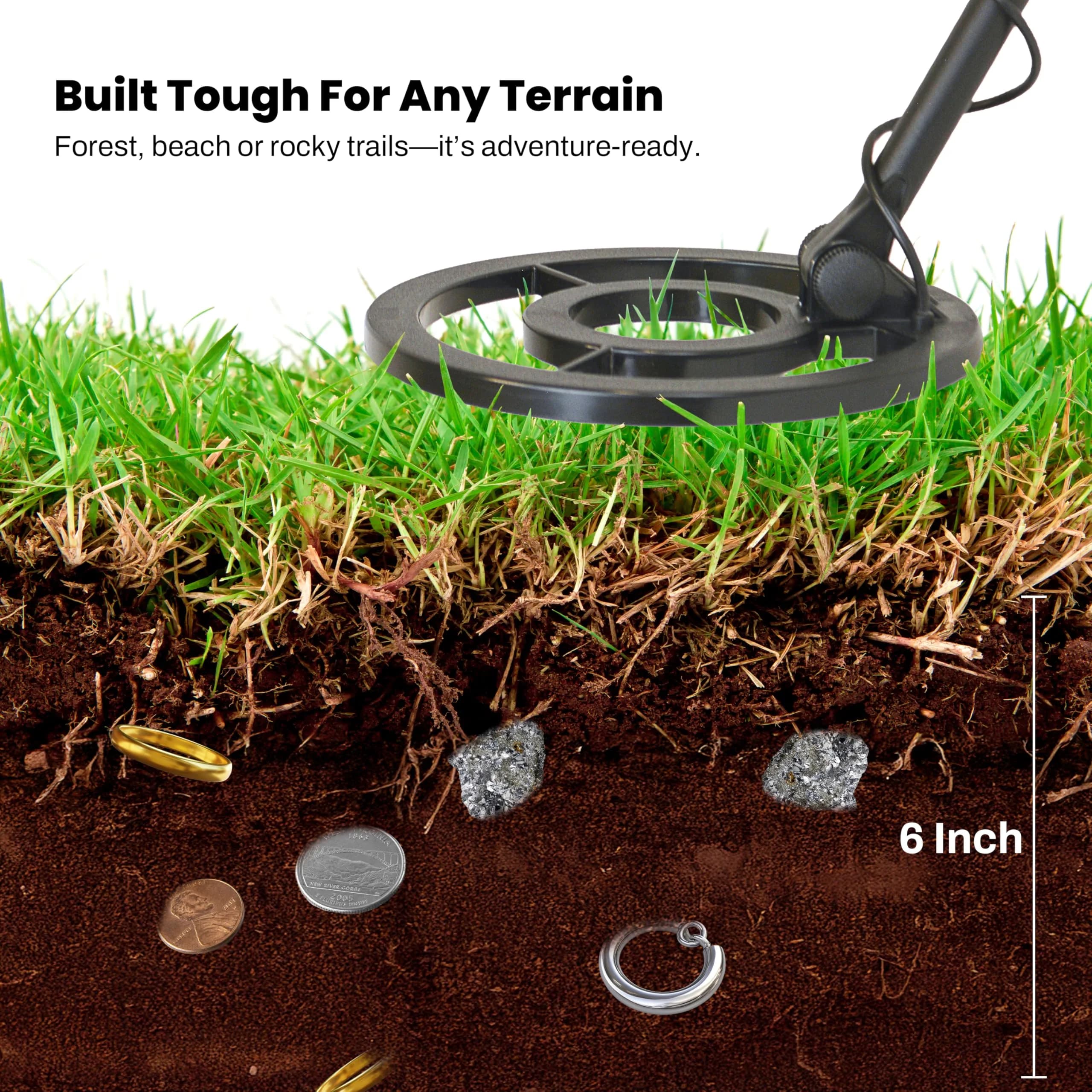 Bounty Hunter Tracker IV Metal Detector with 8" Waterproof Coil & Digger | 2.6 lbs Lightweight - view 5
