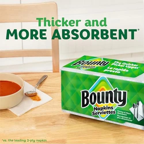 Bounty Paper Napkins, White, 200 Count | Absorbent & Durable for Any Meal thumbnail 2