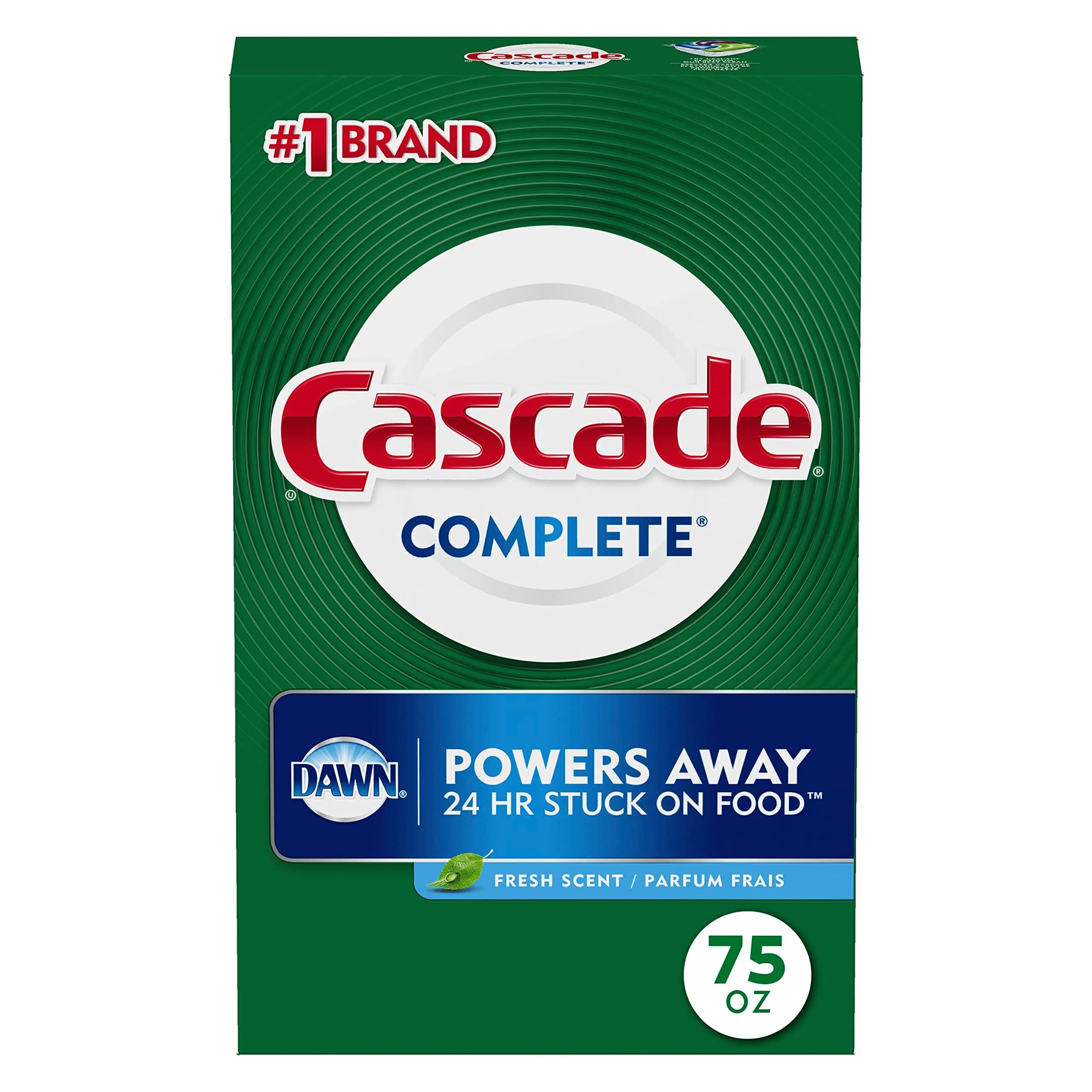 Cascade Complete Powder Dishwasher Detergent 75 oz | Fresh Scent, Phosphate Free, 24-Hour Food Removal