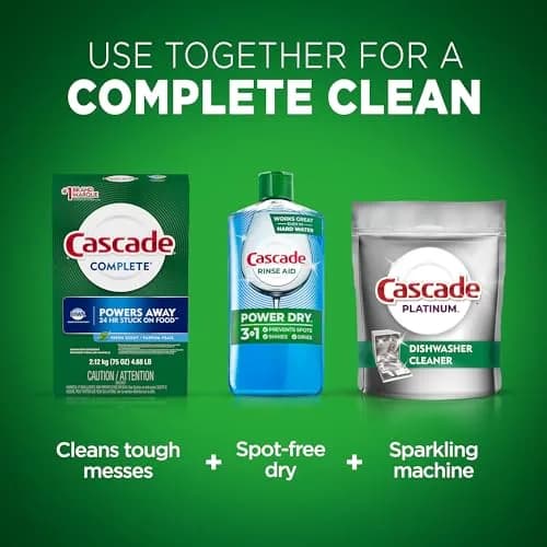 Cascade Complete Powder Dishwasher Detergent 75 oz | Fresh Scent, Phosphate Free, 24-Hour Food Removal thumbnail 4
