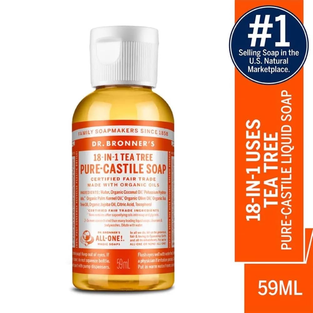 Dr. Bronner's Pure-Castile Liquid Soap Tea Tree 2 Fl Oz (Pack of 1) | For Acne-Prone Skin & Dandruff - view 2