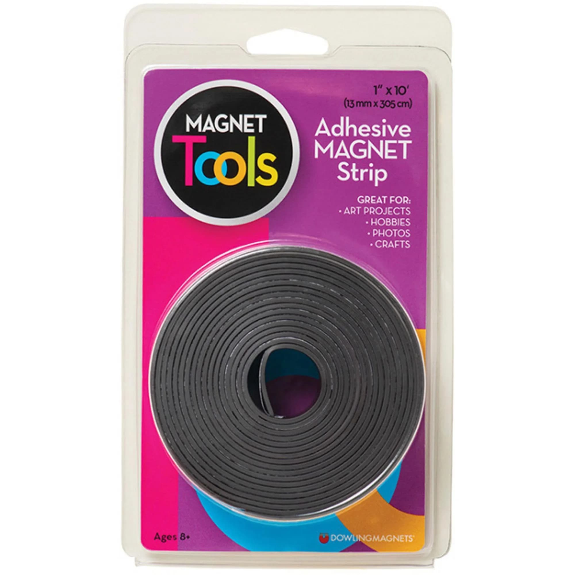 Dowling Magnets Adhesive Magnet Strip 1"W x 10' | Flexible magnetic strip for crafts & organization