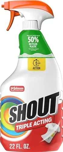 Shout Active Enzyme Laundry Stain Remover Spray 650ml (22 Fl Oz) | Triple-Acting Formula for 100+ Stains — White