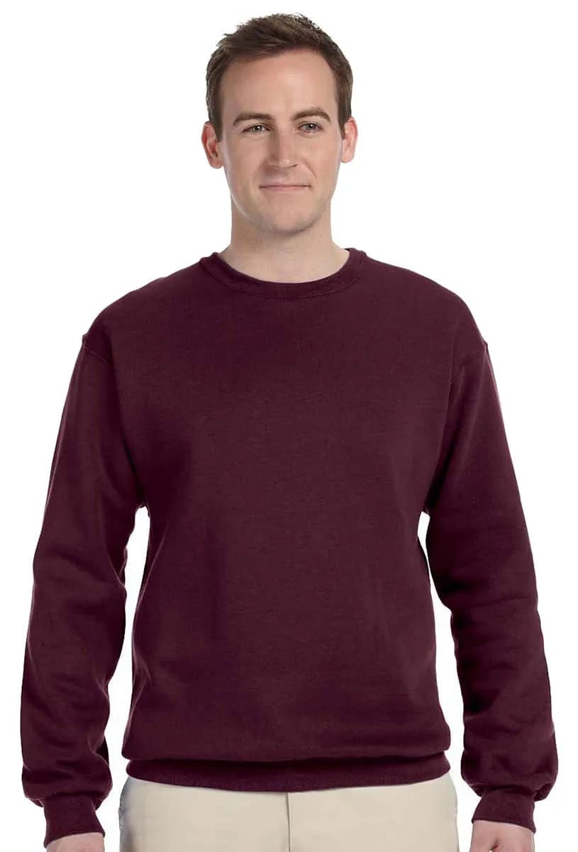 Jerzees NuBlend Crewneck Sweatshirt Maroon Medium | 8-oz Pill-Resistant Fleece for All-Day Comfort — Maroon