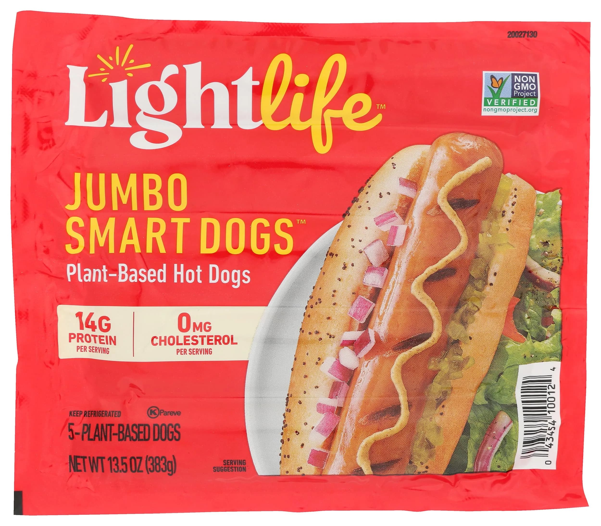 Lightlife Jumbo Smart Dogs 13.5 OZ | Plant-Based Vegan Hot Dogs, Perfect for Barbecues & Quick Lunches - main product image