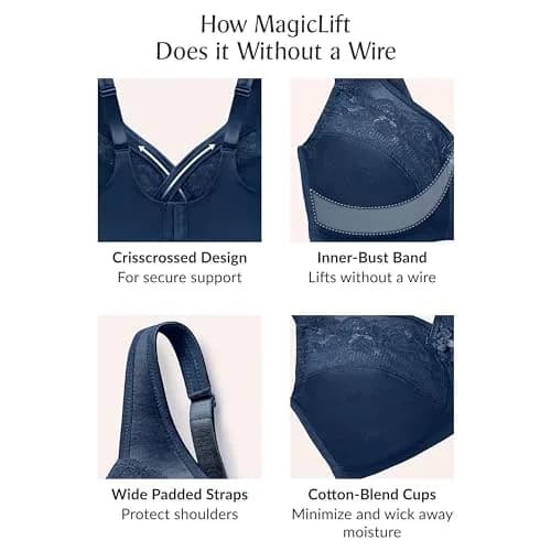 Glamorise Plus Size MagicLift Wirefree Minimizer Bra 48C | Support & Comfort for Curvy Women thumbnail 7